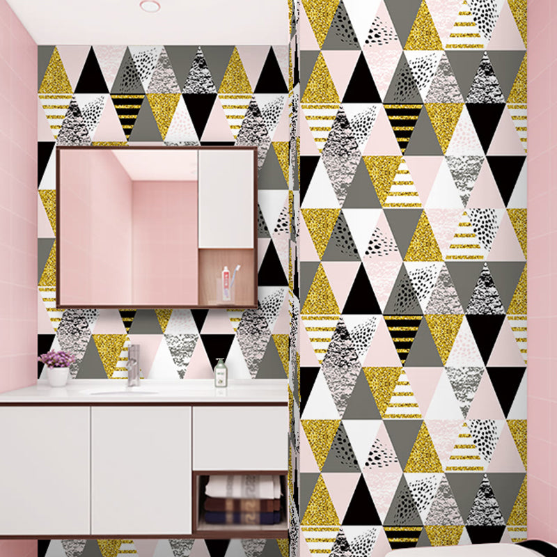 Modern Triangle Wallpaper Roll for Bedroom 9.7-sq ft Peel and Stick Wall Covering in Yellow-White