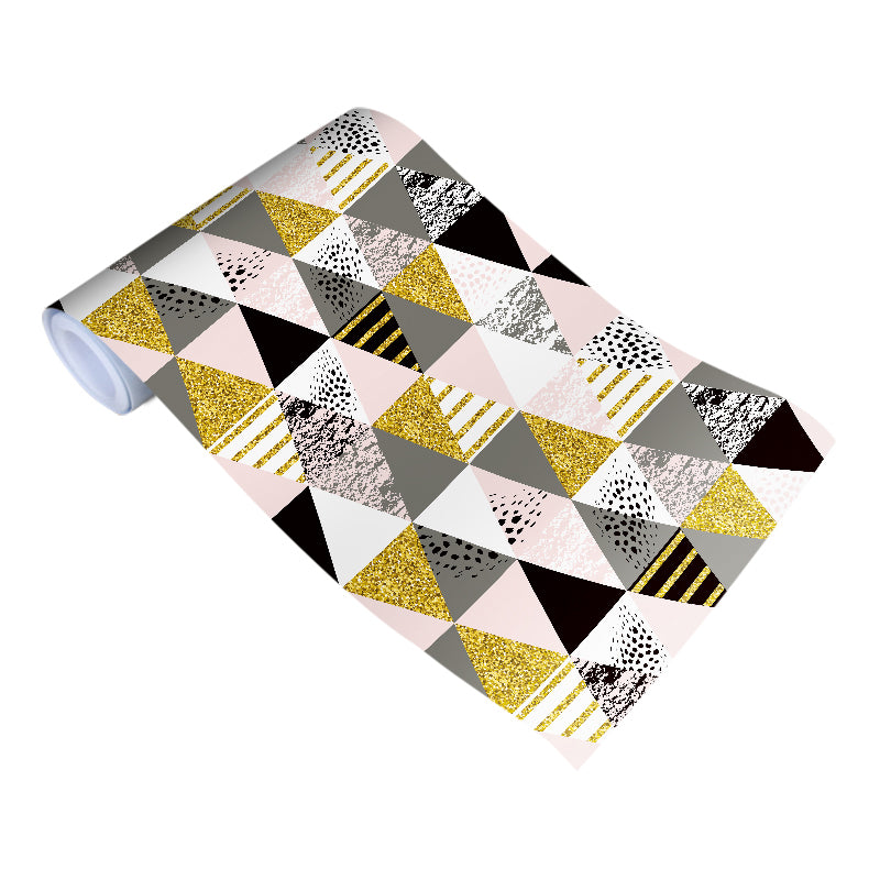 Modern Triangle Wallpaper Roll for Bedroom 9.7-sq ft Peel and Stick Wall Covering in Yellow-White