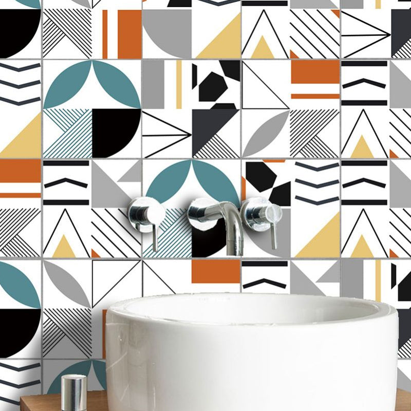 Geometric Shapes Wallpaper Panels Grey Modern Wall Covering for Living Room, Easy Peel off