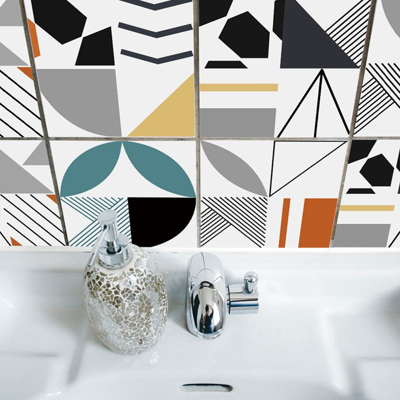 Geometric Shapes Wallpaper Panels Grey Modern Wall Covering for Living Room, Easy Peel off