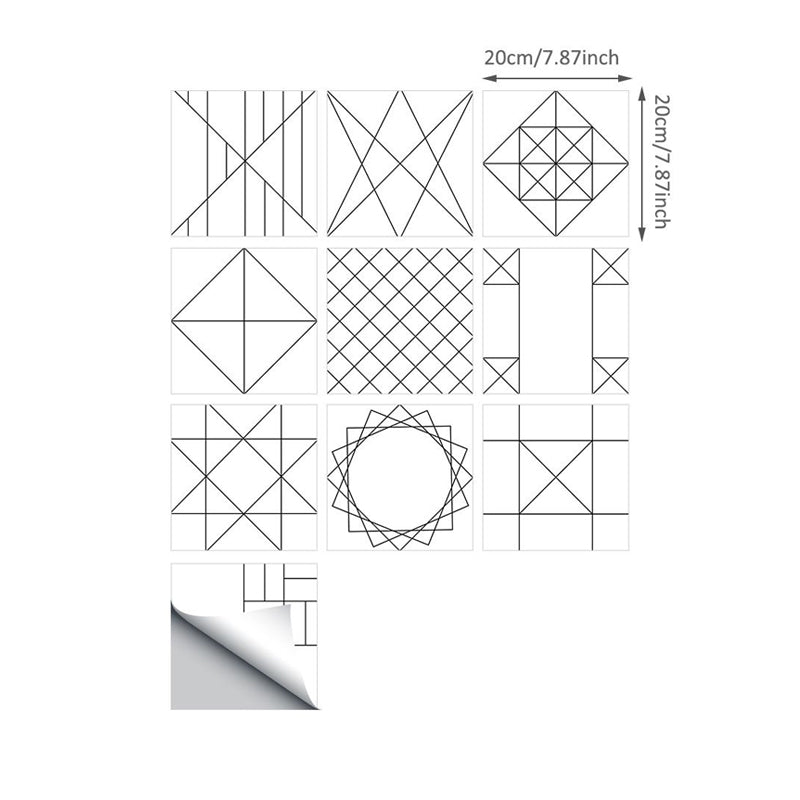 Grey Geometric Sketch Wallpapers Peel and Paste Wall Art for Washroom, 8' L x 8" W