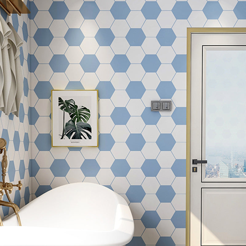 Football Print Stick Wallpapers Contemporary Smooth Wall Covering in Blue for Boys Room