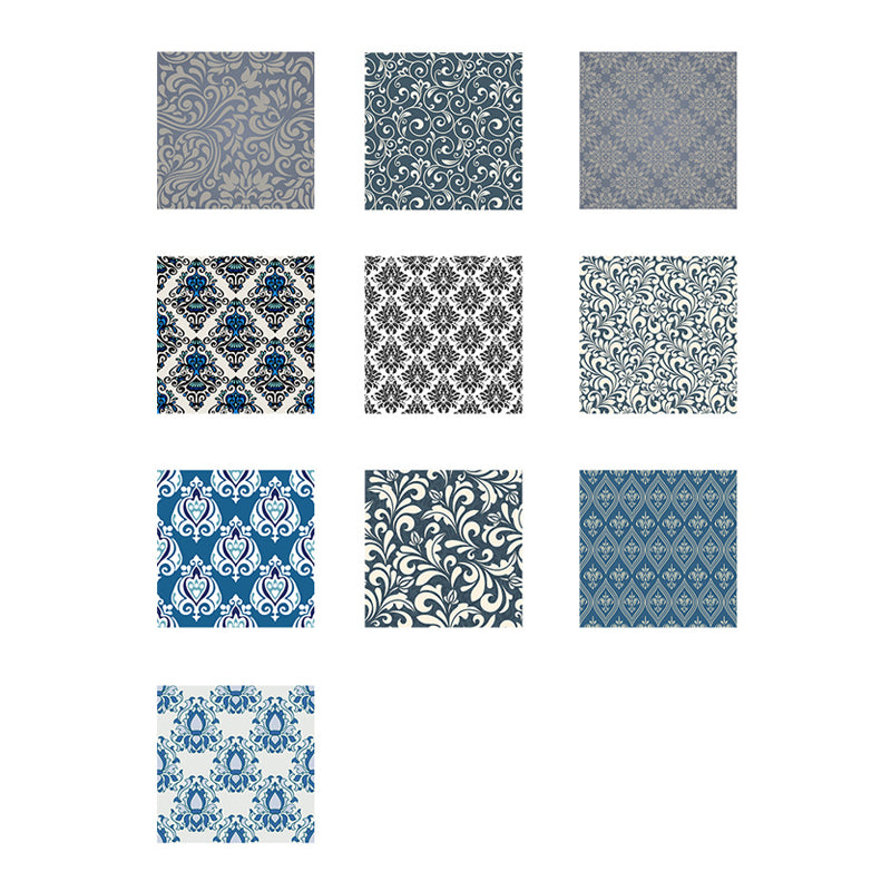 Nostalgic Floral Printed Wallpaper Panels PVC Peel and Stick Grey Wall Art for Living Room