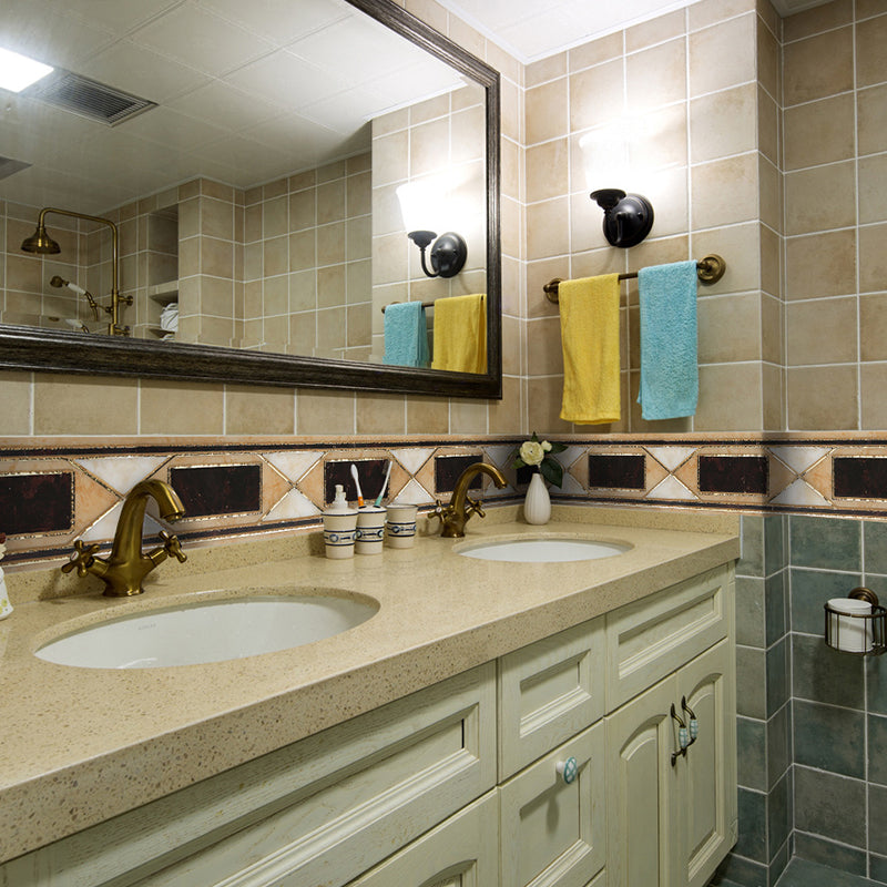 PVC Temporary Wallpaper Border Retro Geometric Pattern Wall Decor in Brown, Stick On