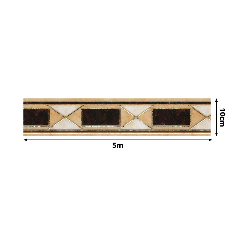 PVC Temporary Wallpaper Border Retro Geometric Pattern Wall Decor in Brown, Stick On