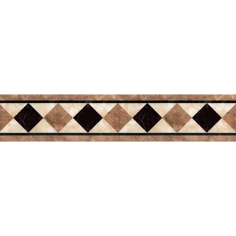 Smooth Brown Wallpaper Border Vintage Rhombus Pattern Adhesive Wall Covering, 16.5' L x 4" W