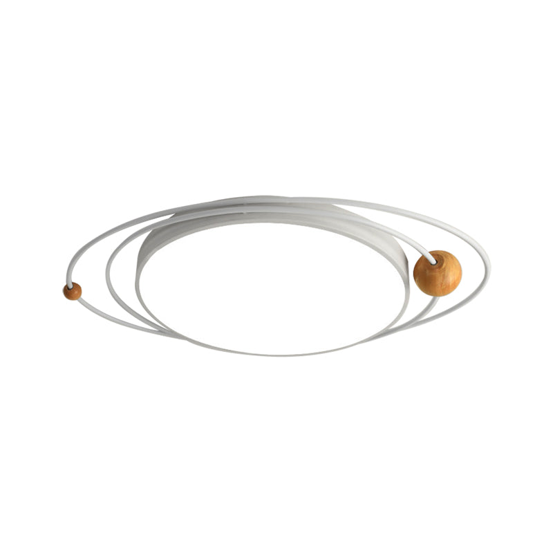 Drum Flush Lamp with Orbit Design Nordic Style Metal Led Indoor Flush Ceiling Light in Green/Grey/White, 21"/26"/31" W