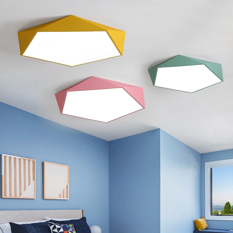 Acrylic Pentagon Slim Ceiling Light Nordic Design LED Flush Mount Light for Bathroom
