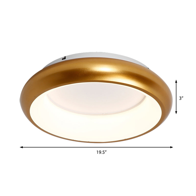 19.5"/25.5" W Donut Flush Mount Lighting Macaron Metal and Acrylic Integrated Led Flush Lamp in Black/Green/Gold/White