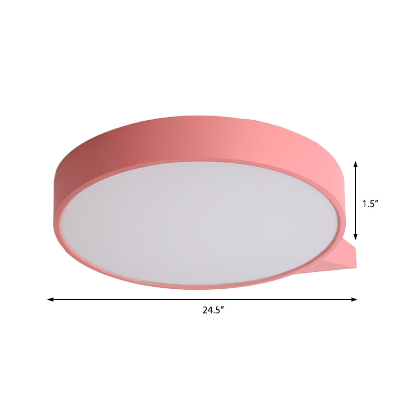Blu / Pink/Red / Yellow Circolare Flush Lighting con Diffuser Macaron Metallo Soffsh Flush Mount in Secondo Gear, 19,5 "/24.5" W