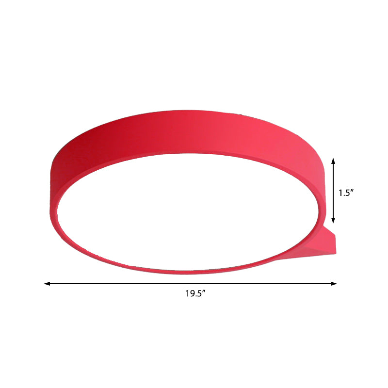 Blu / Pink/Red / Yellow Circolare Flush Lighting con Diffuser Macaron Metallo Soffsh Flush Mount in Secondo Gear, 19,5 "/24.5" W