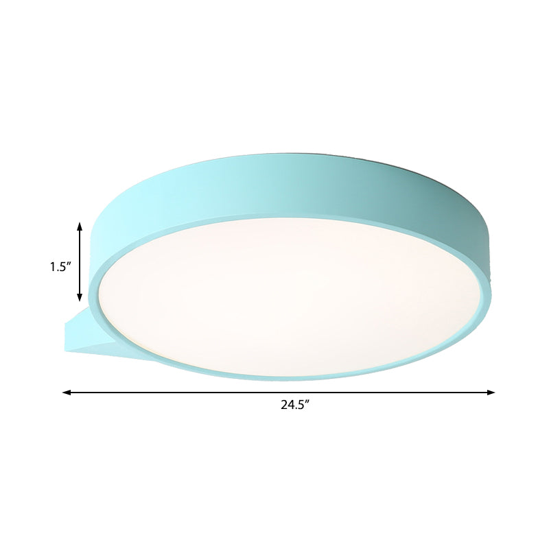 Blu / Pink/Red / Yellow Circolare Flush Lighting con Diffuser Macaron Metallo Soffsh Flush Mount in Secondo Gear, 19,5 "/24.5" W