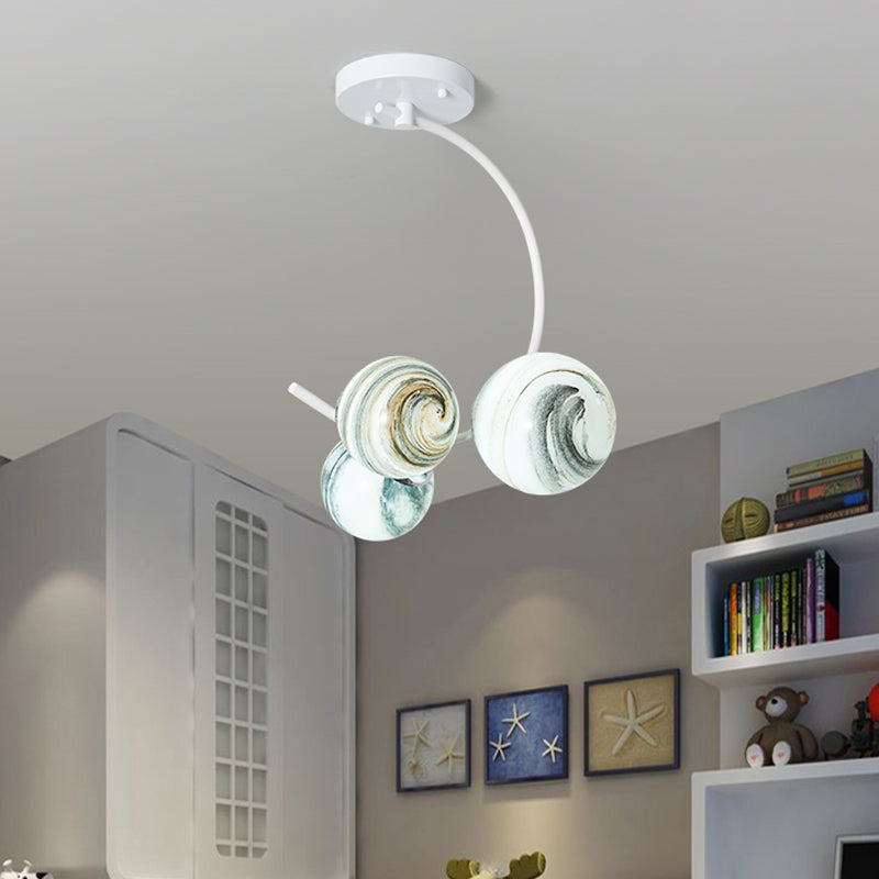Lámpara de lámparas de lámparas de 3/5 luces de estilo moderno con sombra de vidrio tirada a mano en blanco/blanco acabado global iluminación colgante global