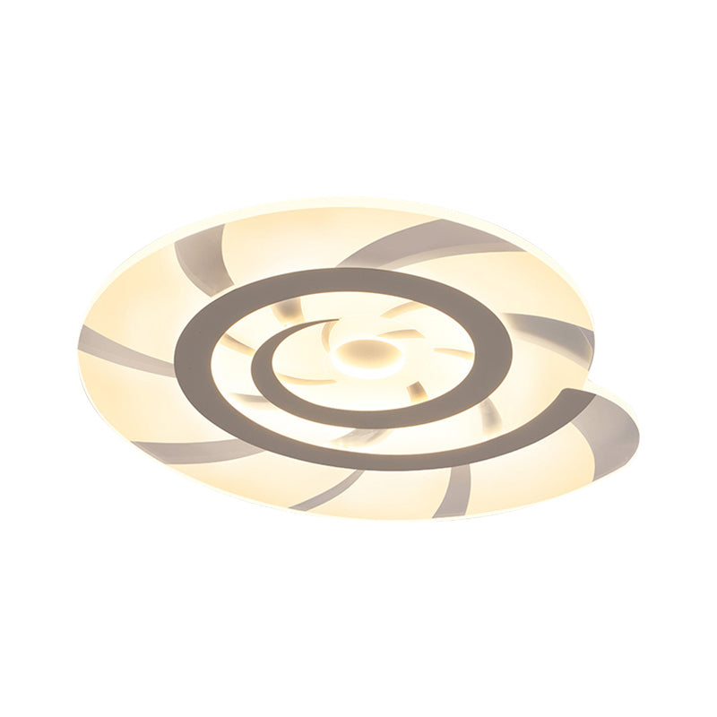 Acrylique Snail Shell Ceiling Light Animal LED Flushmount Light in White for Kid Bedroom