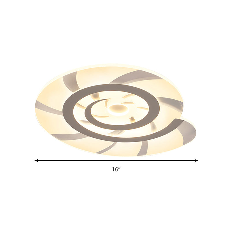 Acrylique Snail Shell Ceiling Light Animal LED Flushmount Light in White for Kid Bedroom