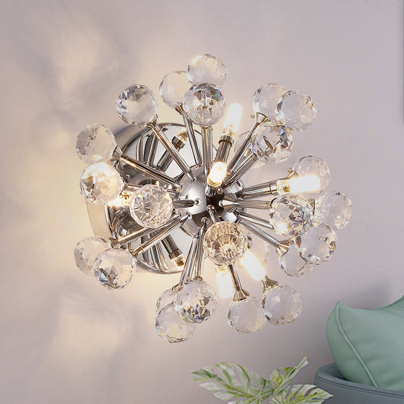 Sputnik Flushmount Light Crystal Ball Light en cromo pulido