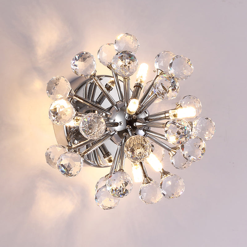 Sputnik Flushmount Light Crystal Ball Light en cromo pulido
