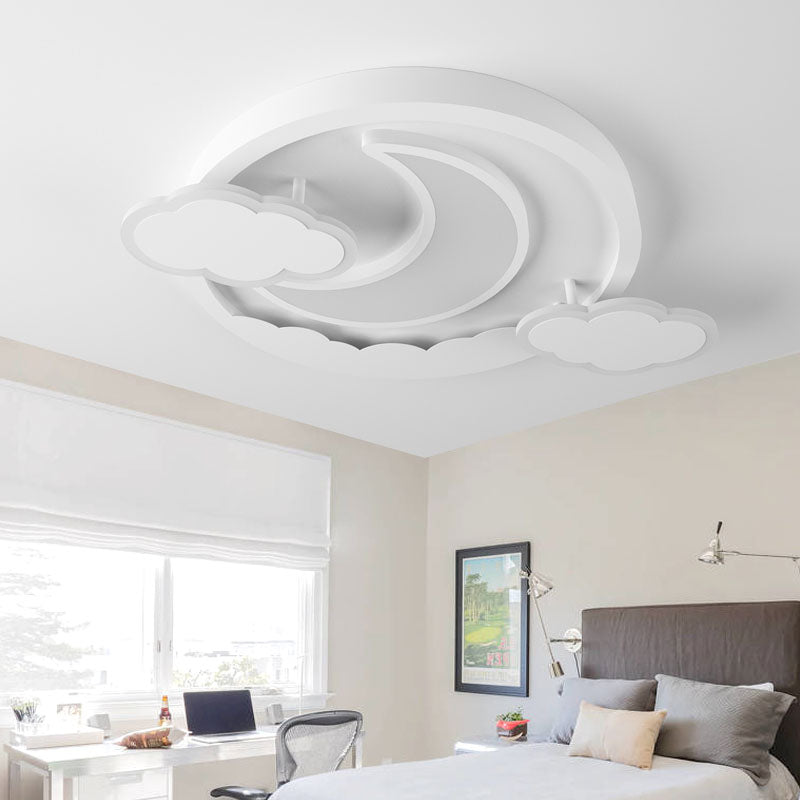 Cartoon White LED Ceiling Mount Light Cloud Deco Acrylic Ceiling Fixture for Boys Girls Bedroom