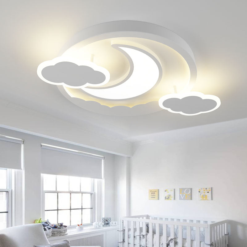Cartoon White LED Ceiling Mount Light Cloud Deco Acrylic Ceiling Fixture for Boys Girls Bedroom
