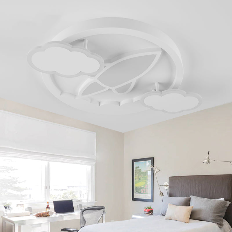 Cartoon White LED Ceiling Mount Light Cloud Deco Acrylic Ceiling Fixture for Boys Girls Bedroom
