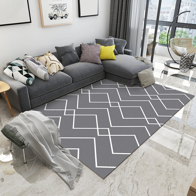 Minimalismo Línea Arte Rug interior Color oscuro Síntesis Alfombra Anti-Slip Pet Friendly para sala familiar