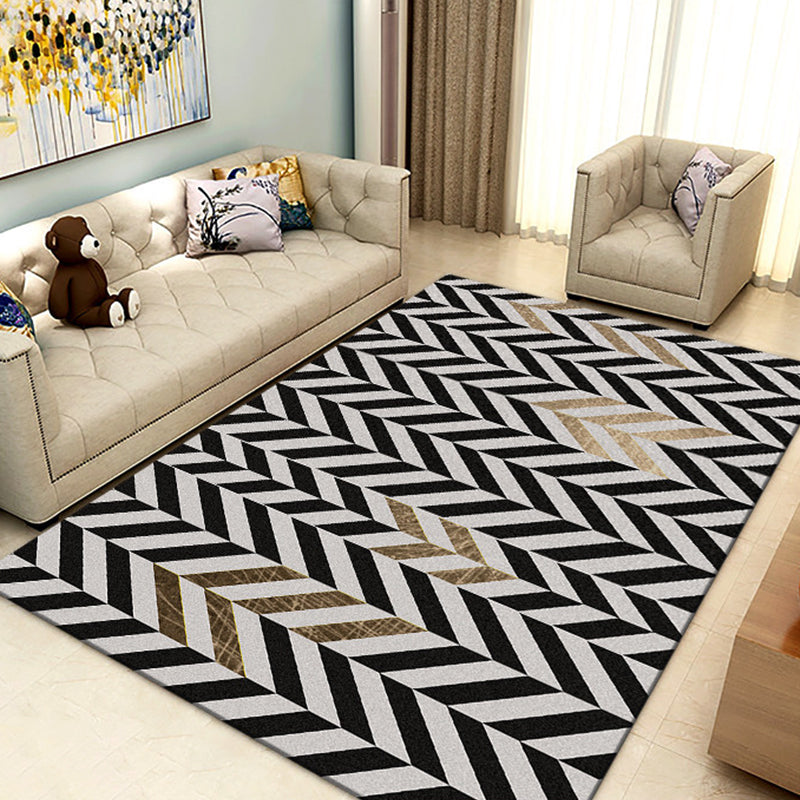 Minimalismo Línea Arte Rug interior Color oscuro Síntesis Alfombra Anti-Slip Pet Friendly para sala familiar
