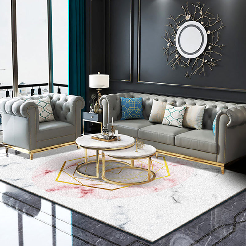 Pastel Geometrical Patterned Rug Polyester Nordic Carpet Stain-Proof Non-Slip Backing Rug for Living Room