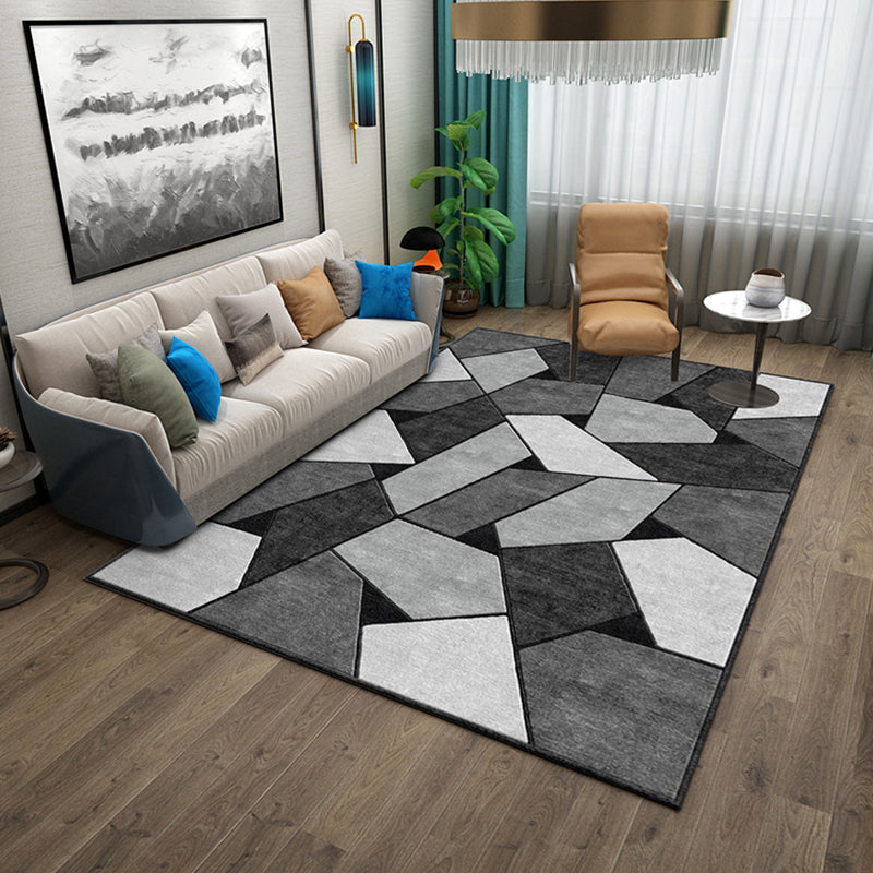 Multicolor 3D Effect Geometric Rug Synthetics Contemporary Carpet Washable Pet Friendly Rug for Home