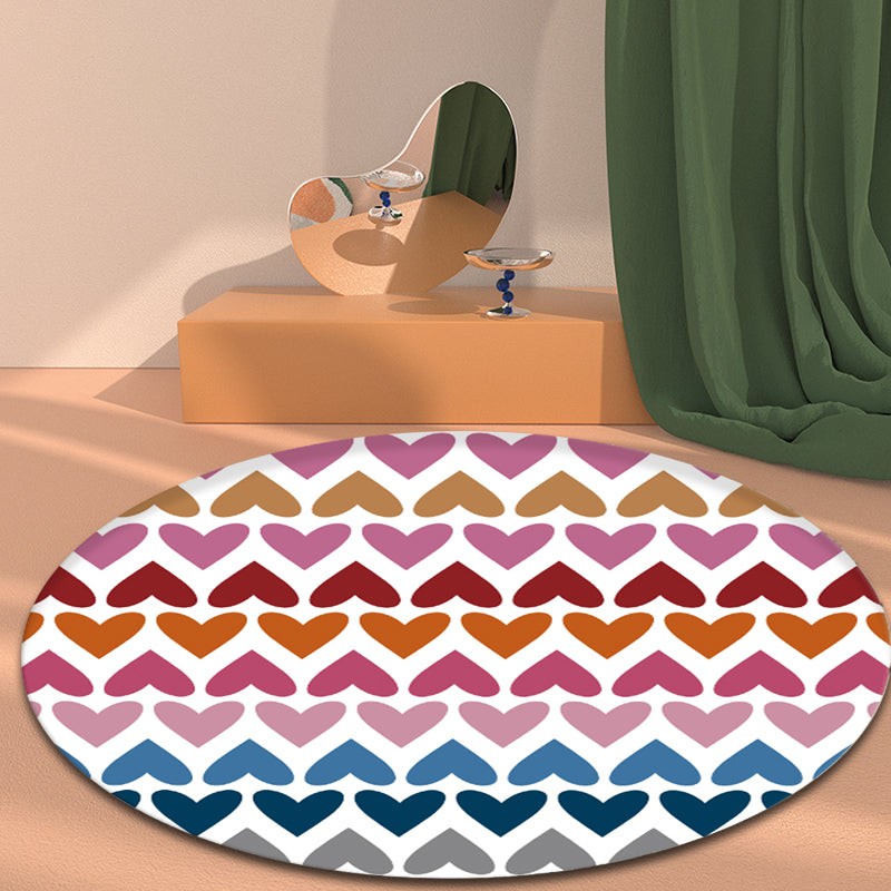 Romantic Modern Rug Colorful Seamless Loving Heart Pattern Carpet Stain Resistant Rug for Bedroom