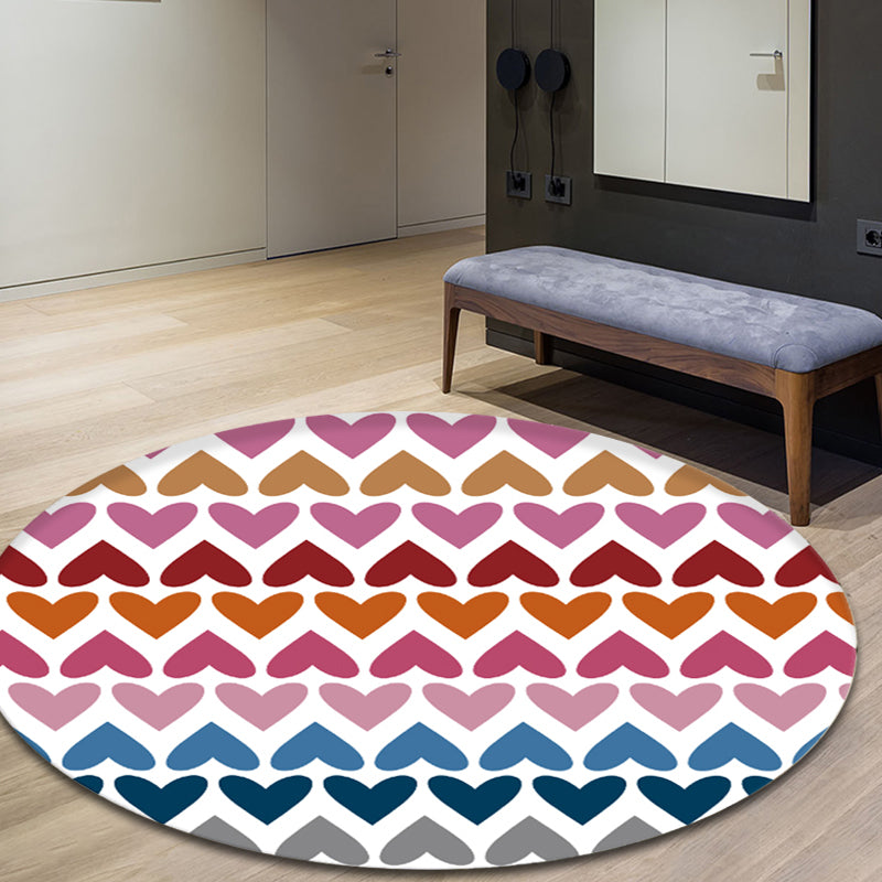 Romantic Modern Rug Colorful Seamless Loving Heart Pattern Carpet Stain Resistant Rug for Bedroom