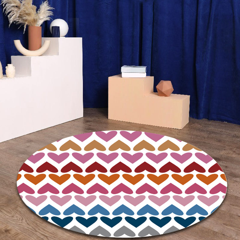 Romantic Modern Rug Colorful Seamless Loving Heart Pattern Carpet Stain Resistant Rug for Bedroom