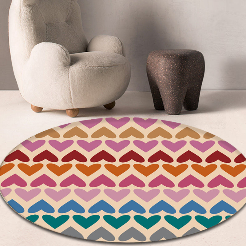 Romantic Modern Rug Colorful Seamless Loving Heart Pattern Carpet Stain Resistant Rug for Bedroom