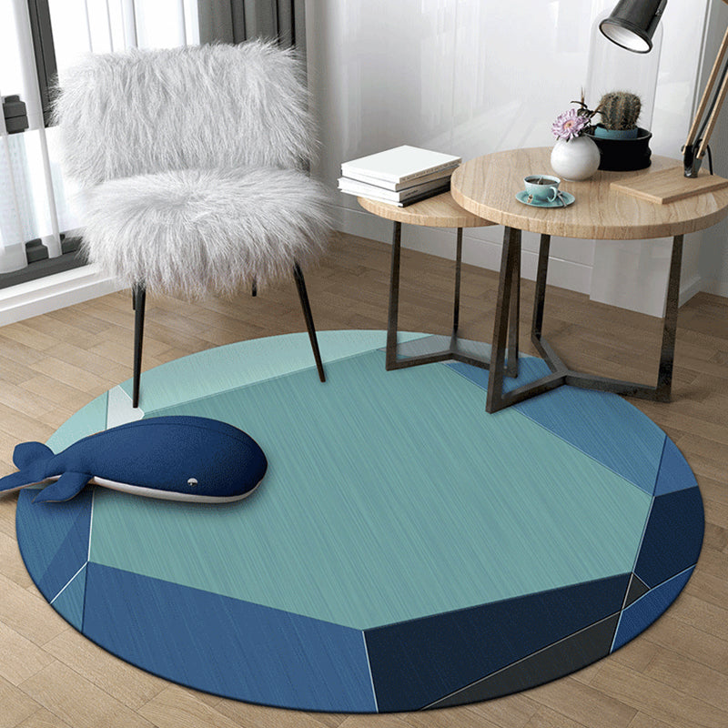 Modern Abstract Geometry Rug Multi Color Polyester Area Rug Easy Care Anti-Slip Carpet for Sitting Room