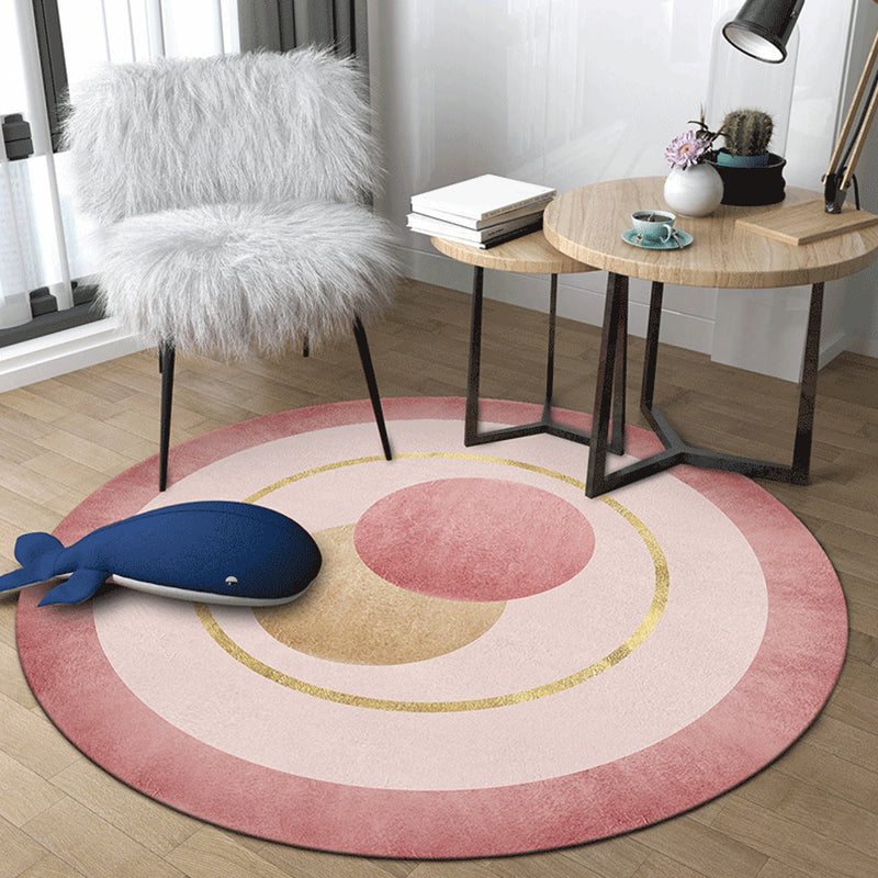 Pastel Dorm Room Rug Nordic Geometric Shapes Area Carpet Polypropylene Non-Slip Backing Indoor Rug