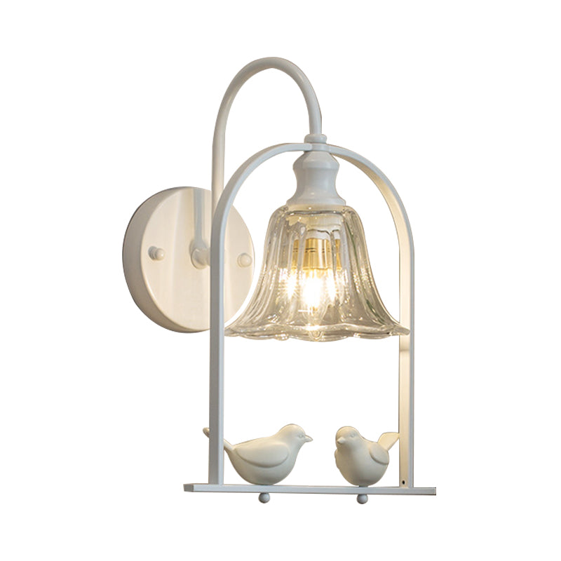 Creatief Bell SCONCE Licht met vogel decor 1 licht transparant glazen LED -wandlamp voor balkon