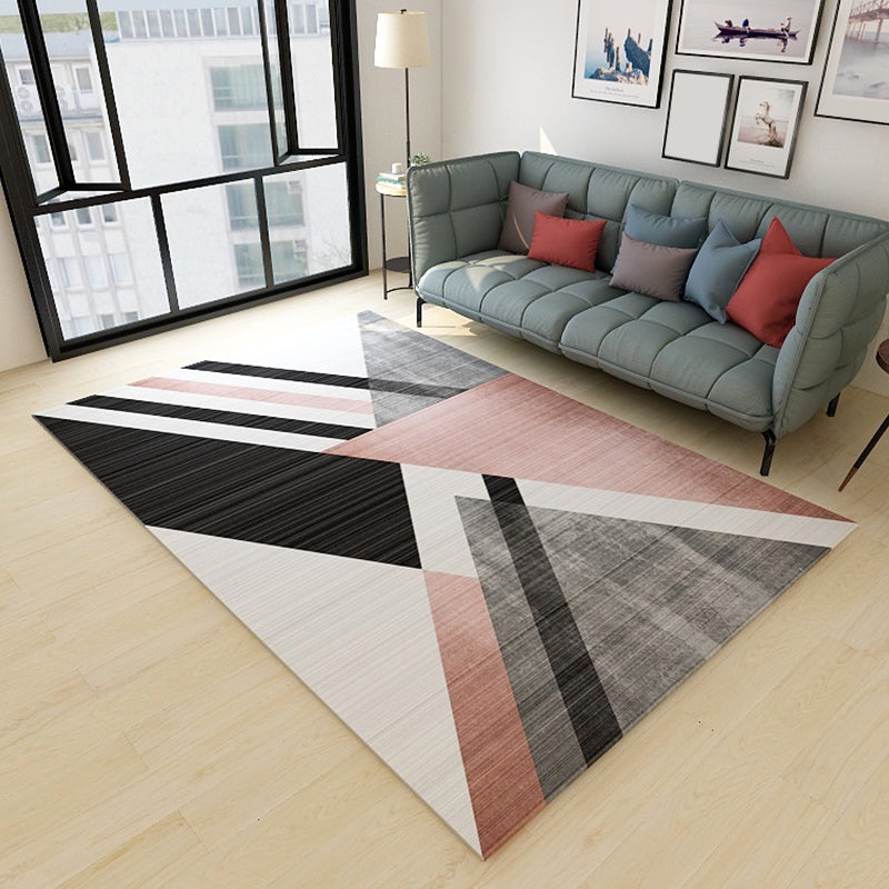 Pastel Colorblock Puzzle Rug Polypropylene Contemporary Rug Stain Resistant Area Carpet for Family Room