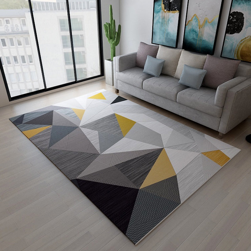 Pastel Colorblock Puzzle Rug Polypropylene Contemporary Rug Stain Resistant Area Carpet for Family Room