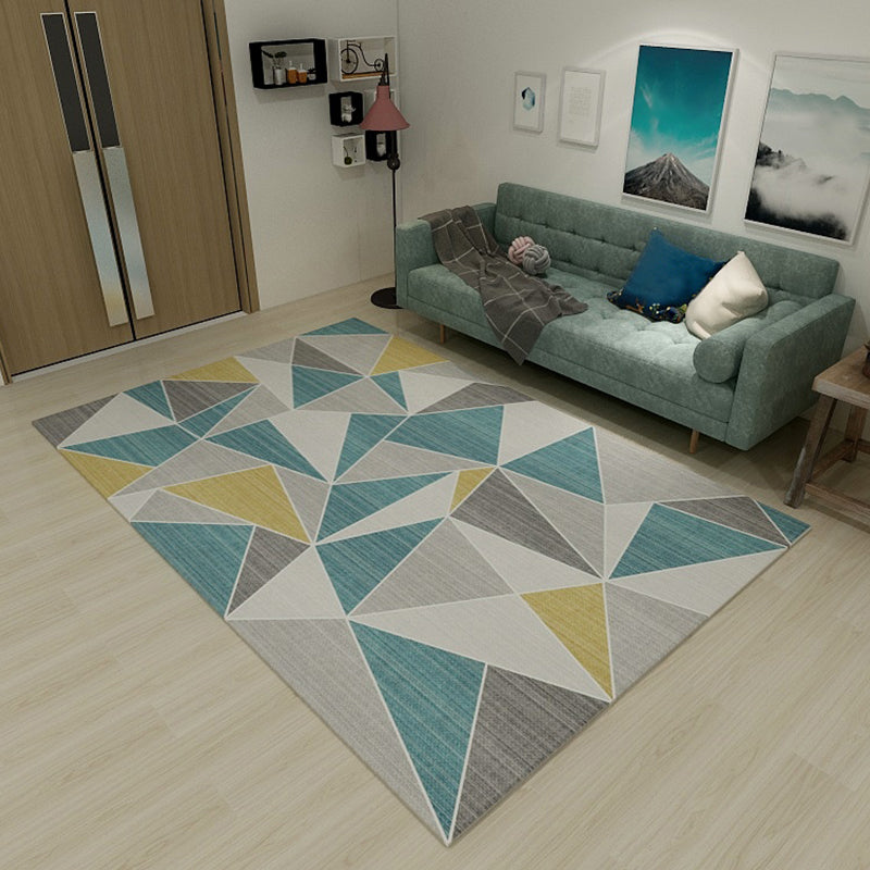 Pastel Colorblock Puzzle Rug Polypropylene Contemporary Rug Stain Resistant Area Carpet for Family Room
