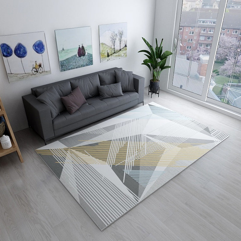Bezaubernder geometrischer Teppich im Tangram-Design, mehrfarbiger, kräftiger Teppich, synthetischer, pflegeleichter Teppich für die Inneneinrichtung