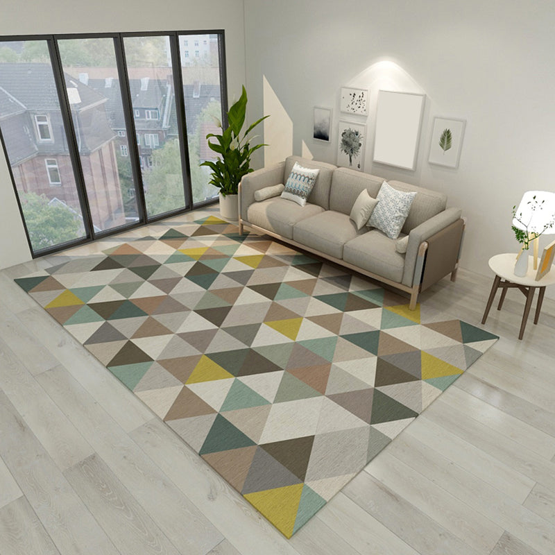 Ungewöhnlicher Teppich mit nahtlosen geometrischen Formen, mehrfarbiger, zeitgenössischer Teppich, Polyester, rutschfeste Rückseite, für Heimdekoration