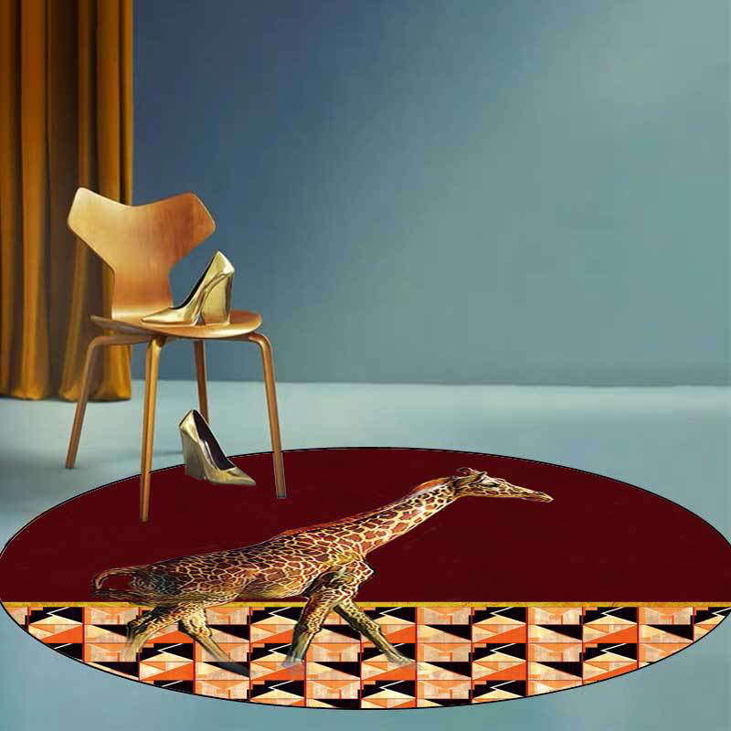 Black and Red Bedroom Rug Modern Animal Leopard Zebra Geometry Pattern Area Rug Polyester Anti-Slip Backing Carpet