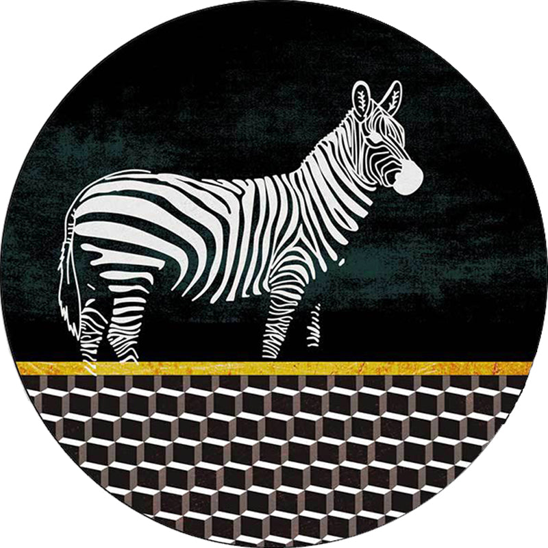 Black and Red Bedroom Rug Modern Animal Leopard Zebra Geometry Pattern Area Rug Polyester Anti-Slip Backing Carpet