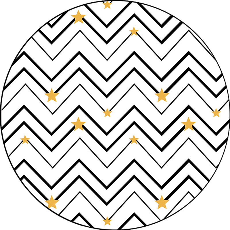 White Bedroom Rug Modern Geometric Star Chevron Pattern Area Rug Polyester Non-Slip Carpet