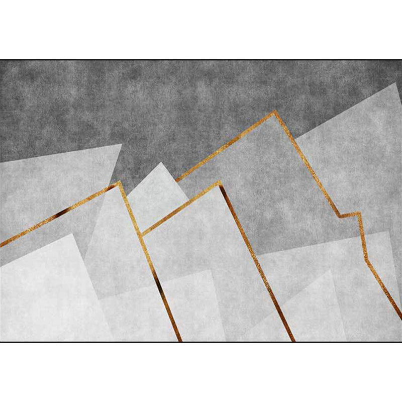 Gray Minimalist Style Mountain Rug for Living Room Power Loom Machine Washable Decorative Area Rug