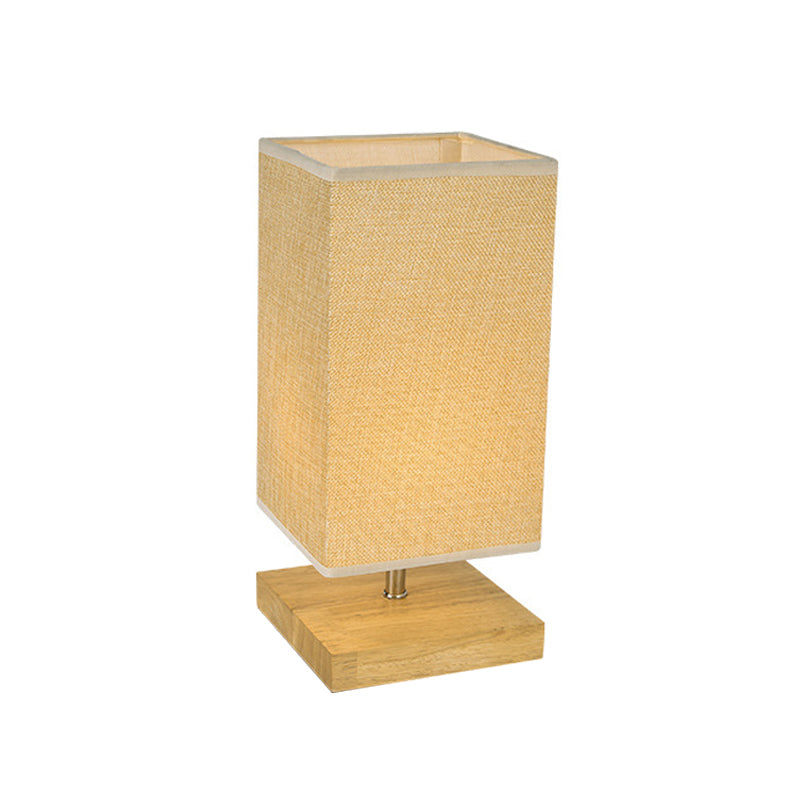 Contemporary Rectangular Task Lighting Fabric 1 Head Night Table Lamp in Flaxen