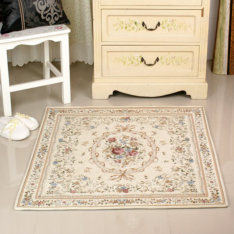 Vintage Study Teppich mehrfarbige Knospenmuster Teppichpolyester Anti-Rutsch-Haustierfreundlicher Maschinenwaschable Teppich
