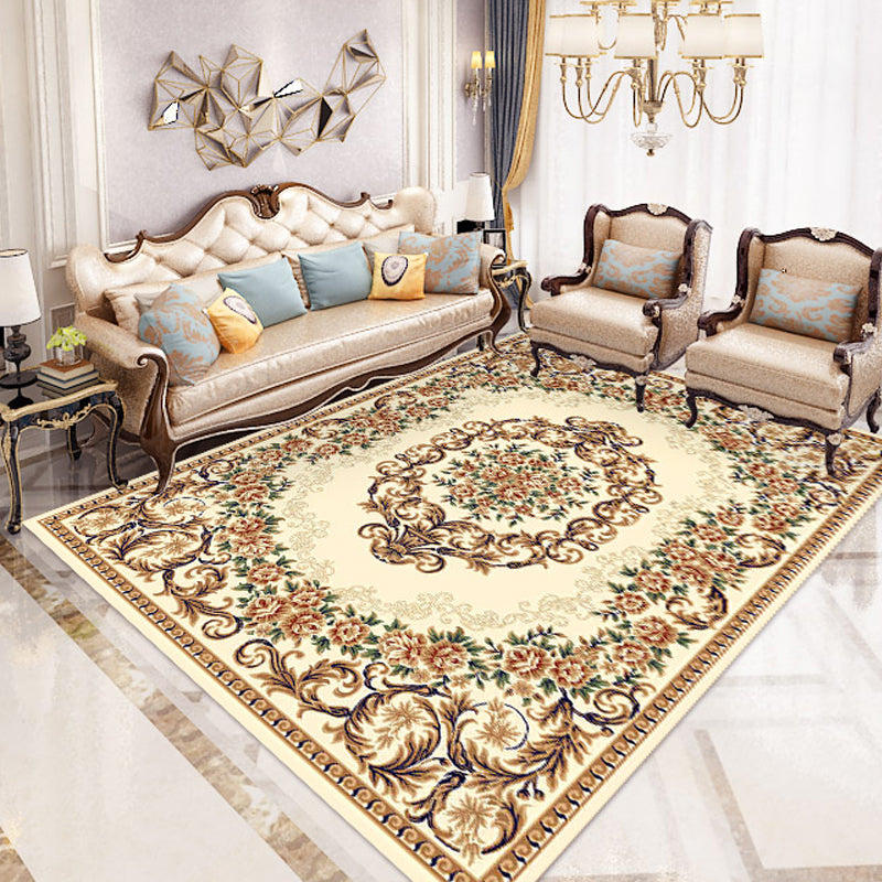 Einzigartige mehrfarbige Blumenmuster Teppich Polyester Vintage Teppich Haustierfreundlicher Waschabend-Rutschteppich für Wohnzimmer