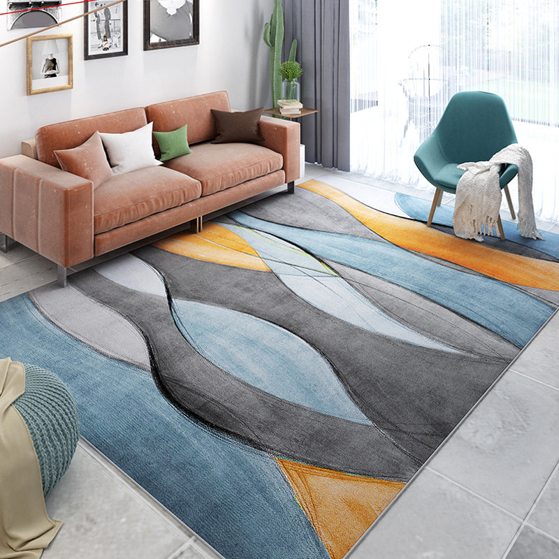 Multi Color Modern Rug Synthetics Striped Area Rug Pet Friendly Carpet for Living Room