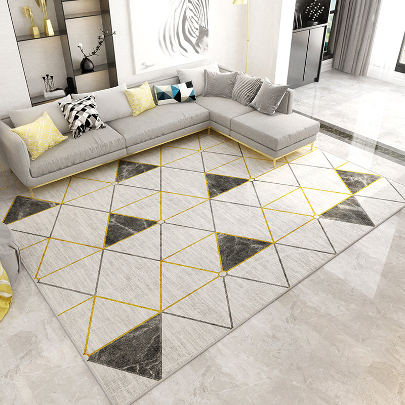 Multi-Colored Living Room Indoor Rug Contemporary Color Block Area Carpet Polyster Stain-Resistant Rug