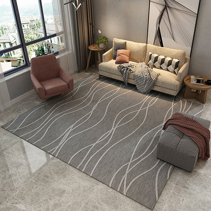 Minimalistischer Swirl-Line-Teppich, heller Synthetik-Innenteppich, rutschfester Teppich für Heimdekoration